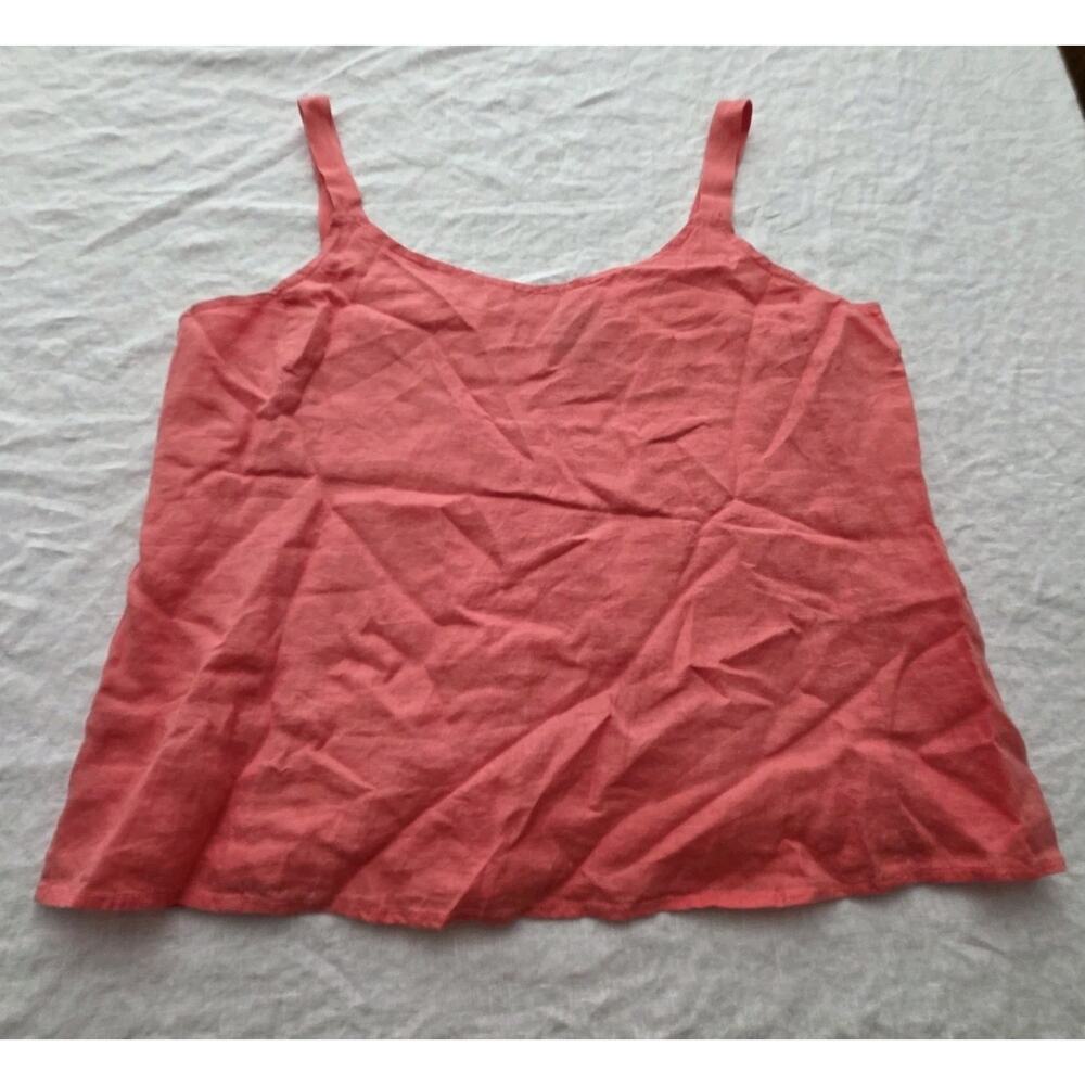Eileen Fisher 100% Irish Linen Camisole Top in Coral Pink Small Lined Tank